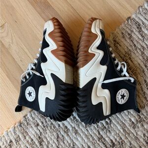 Converse Black and Cream High-Tops with Brown Sole